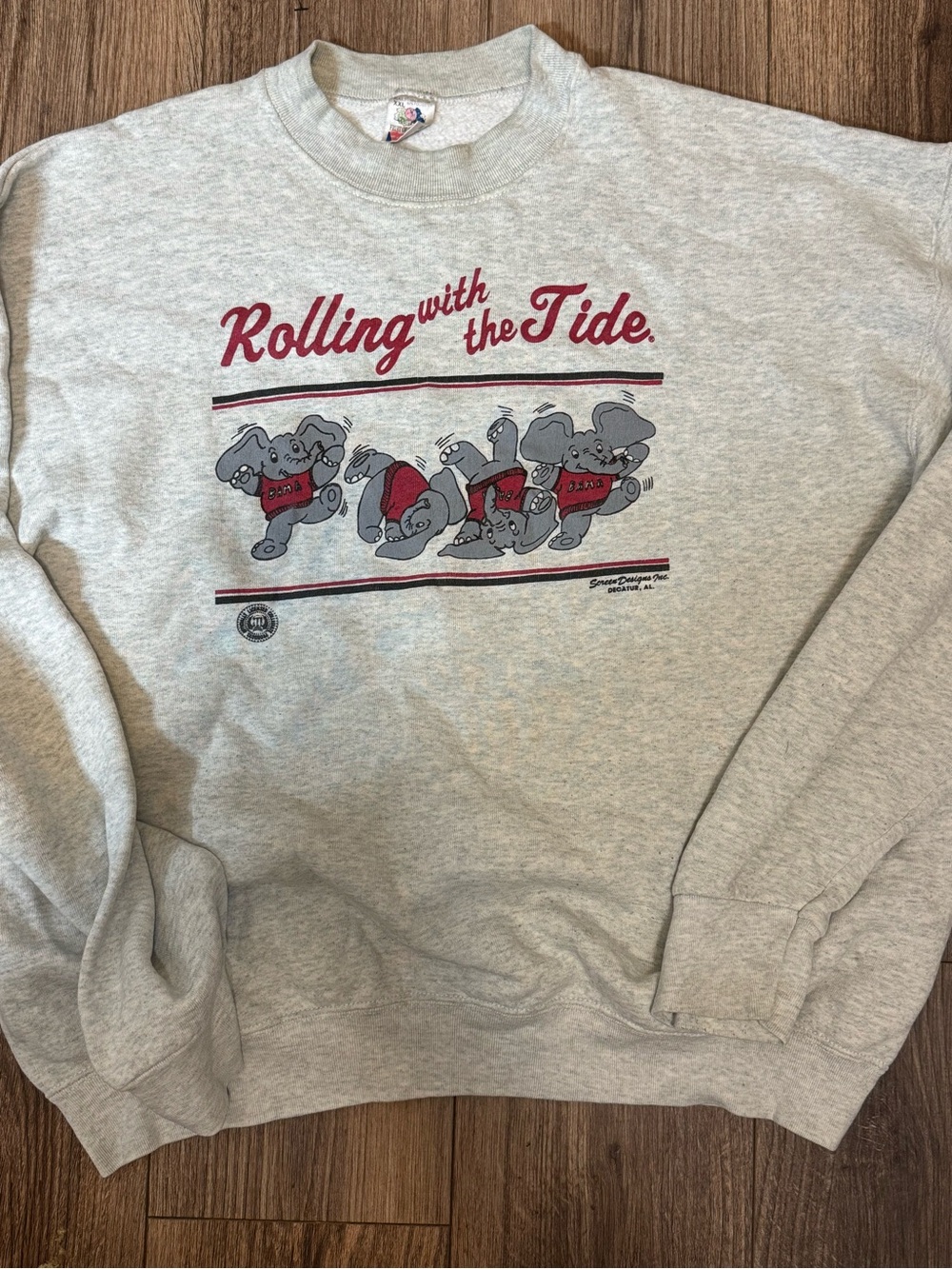 Fruit of the Loom Gray Crewneck Sweatshirt with Red Graphic